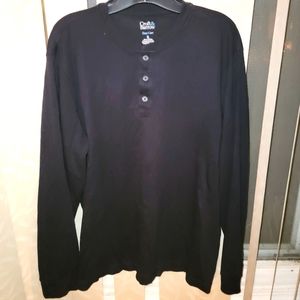 Croft & Barrow Black Henley sz XL EUC